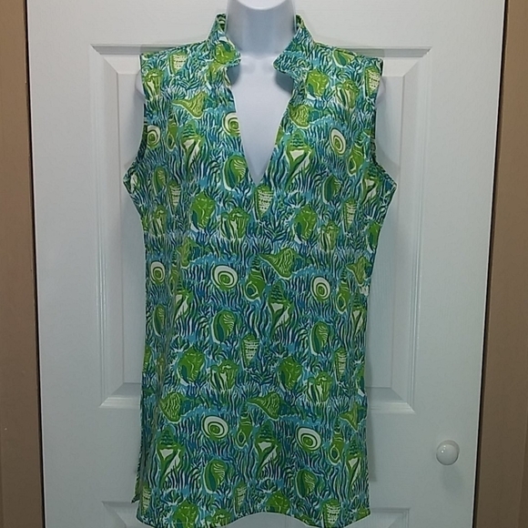 Barbara Gerwit Sleeveless Seashell Print Tunic Top - Picture 1 of 8